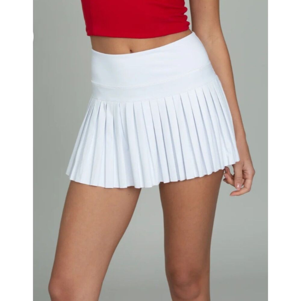 Gold Hinge White Pleated Tennis Golf Skort Athletic Skirt Shorts Womens - Picture 7 of 11